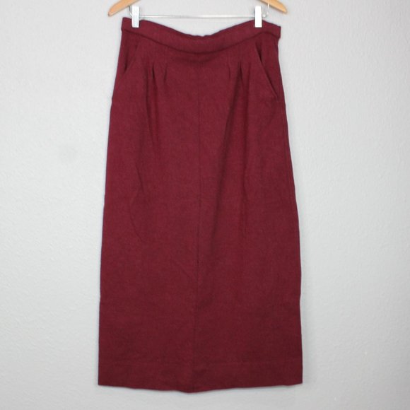 Vintage Bleyle for Hooper Maroon Wool Maxi Skirt sz 14 - Picture 3 of 7
